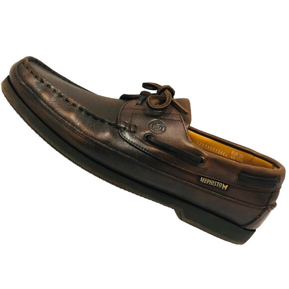 Mephisto Spinnaker Boat Loafer Men 12.5 Slip On Lace Up‎ Deck Shoes Brown